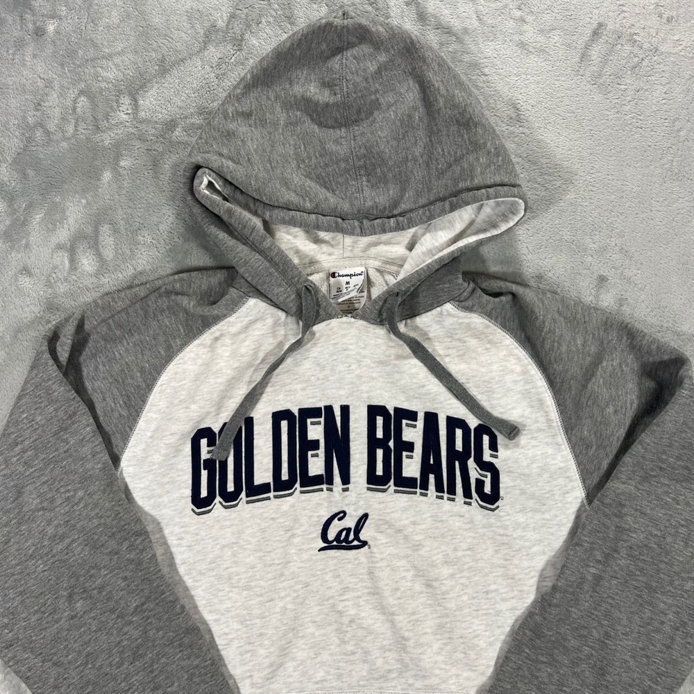 UC Berkeley Golden Bears Adult Medium Grey Stitched Pullover Hoodie Champion UCB